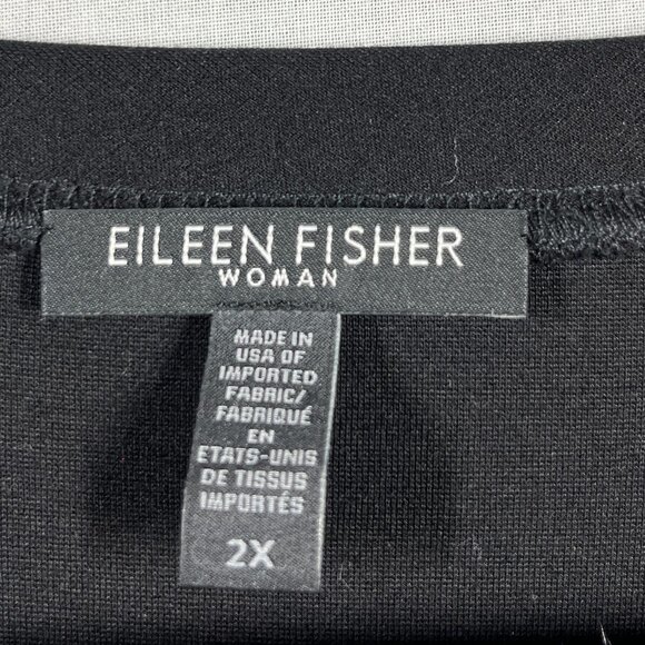 Eileen Fisher Sweater Womens 2X Lyocell Soft Black Round Neck Oversized Made USA - Picture 5 of 11